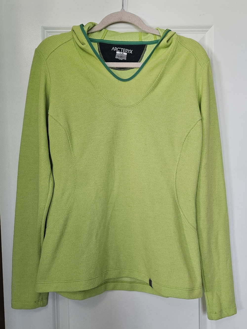 Arc'teryx Women's Wool Blend Hoodie Lime Green Performance Top Size Large